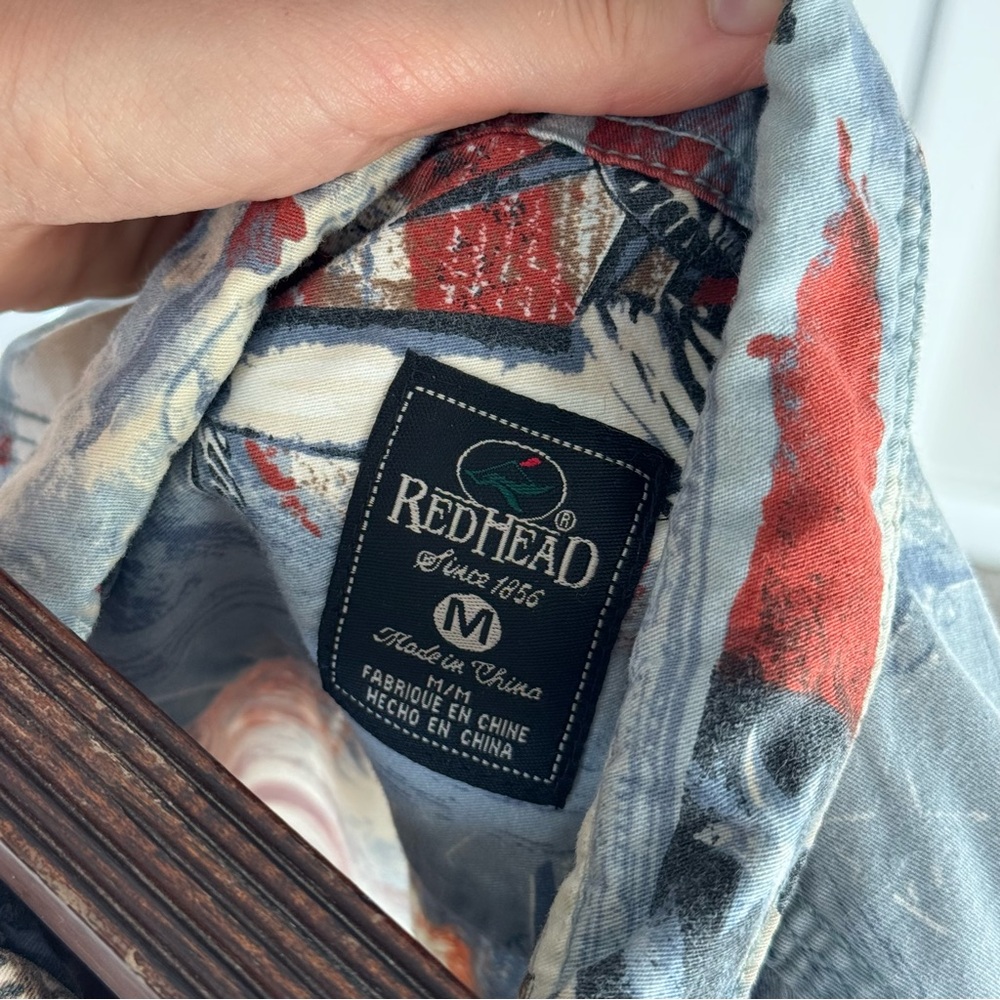 ❌❌SOLD❌❌ RedHead Blue and Red Patriotic Button Down Shirt - Picture 3 of 8